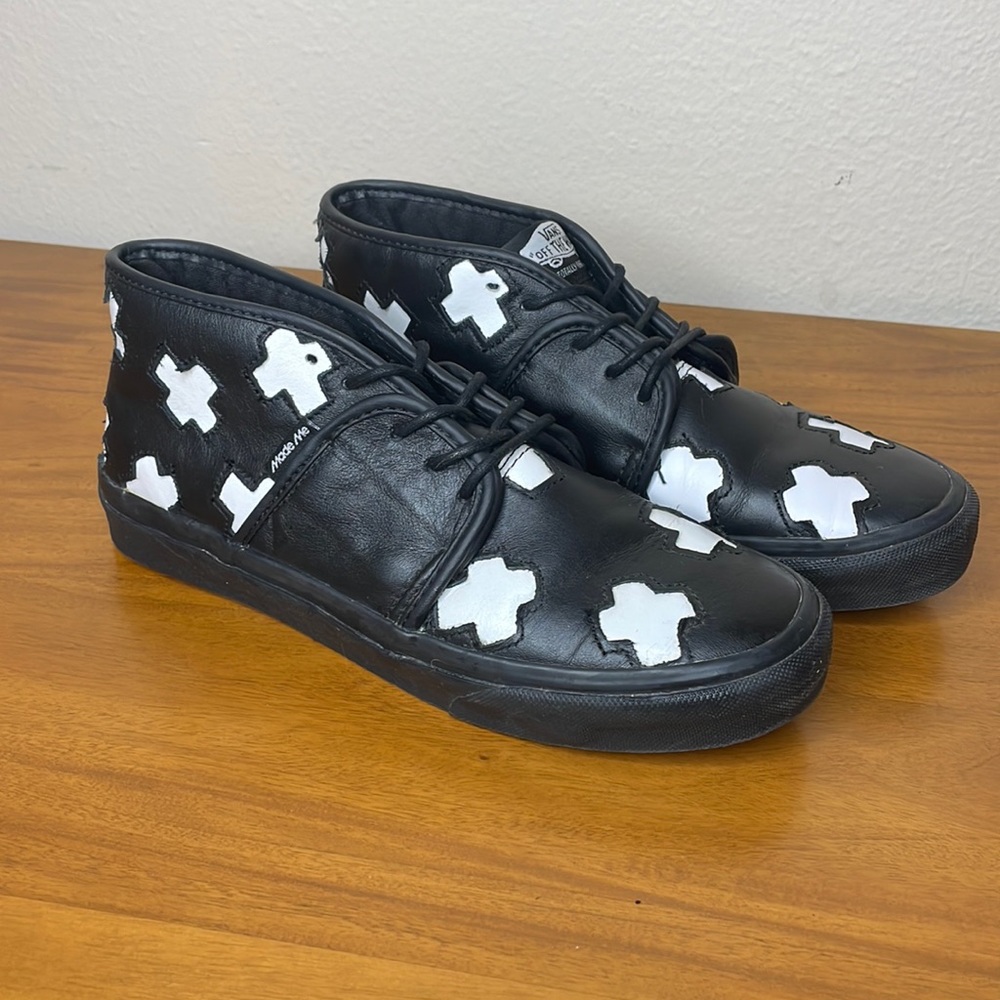 Vans x Made Me black and white leather booties